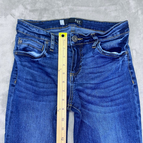 Kut From the Kloth Catherine Ankle Straight Leg Jeans Blue Sz 2 Fits 26" Grunge - Picture 2 of 9